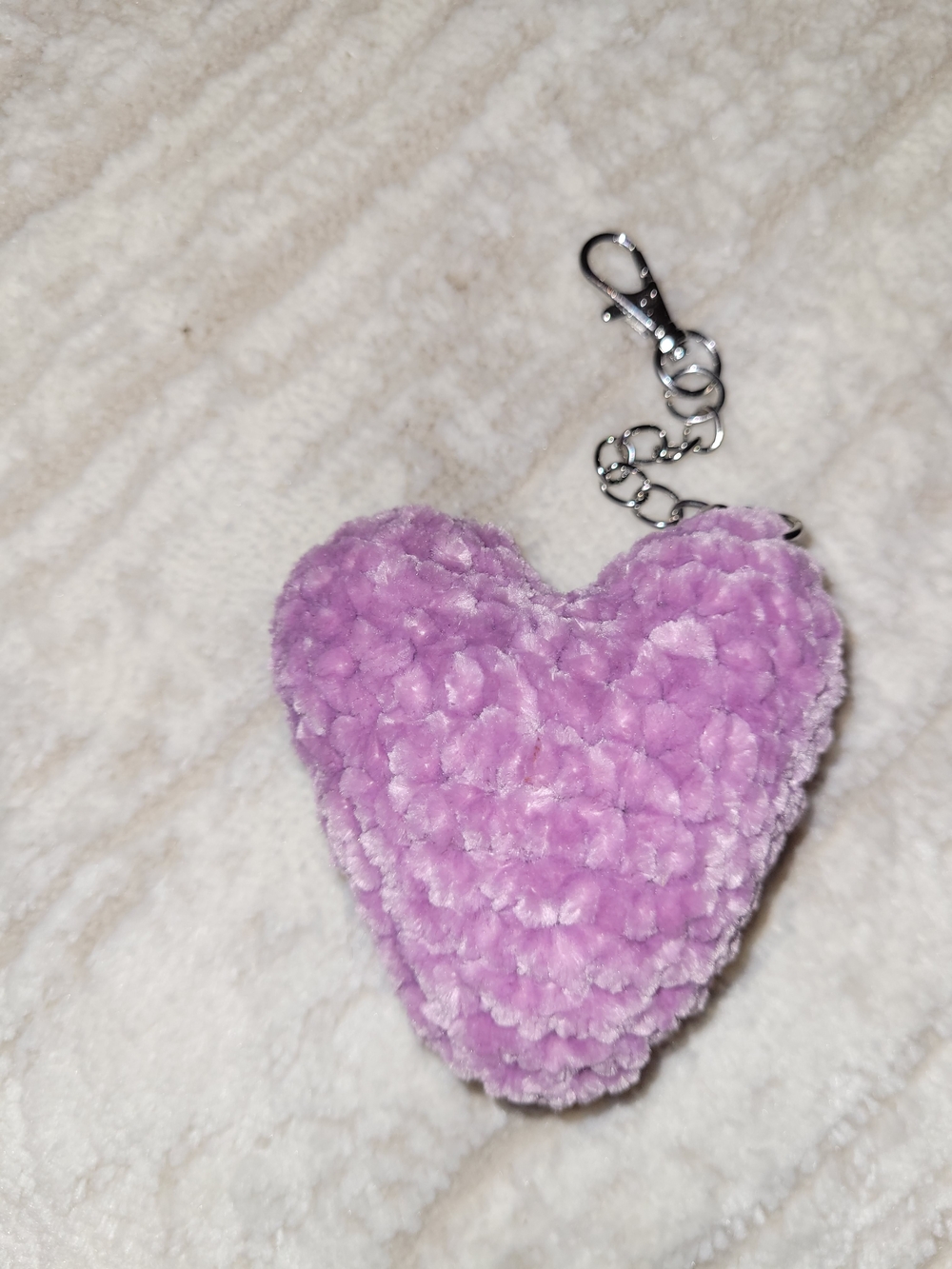 Plush Heart Key & Card Holder Charm in Light Purple